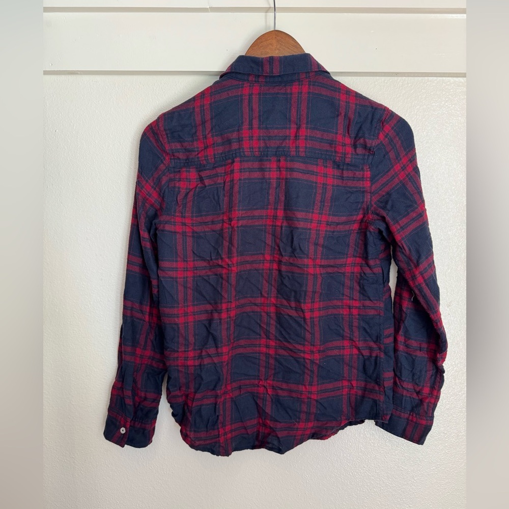 Abercrombie Kids Plaid Button Down Shirt Navy Red Size 15/16 Boys - Picture 6 of 8